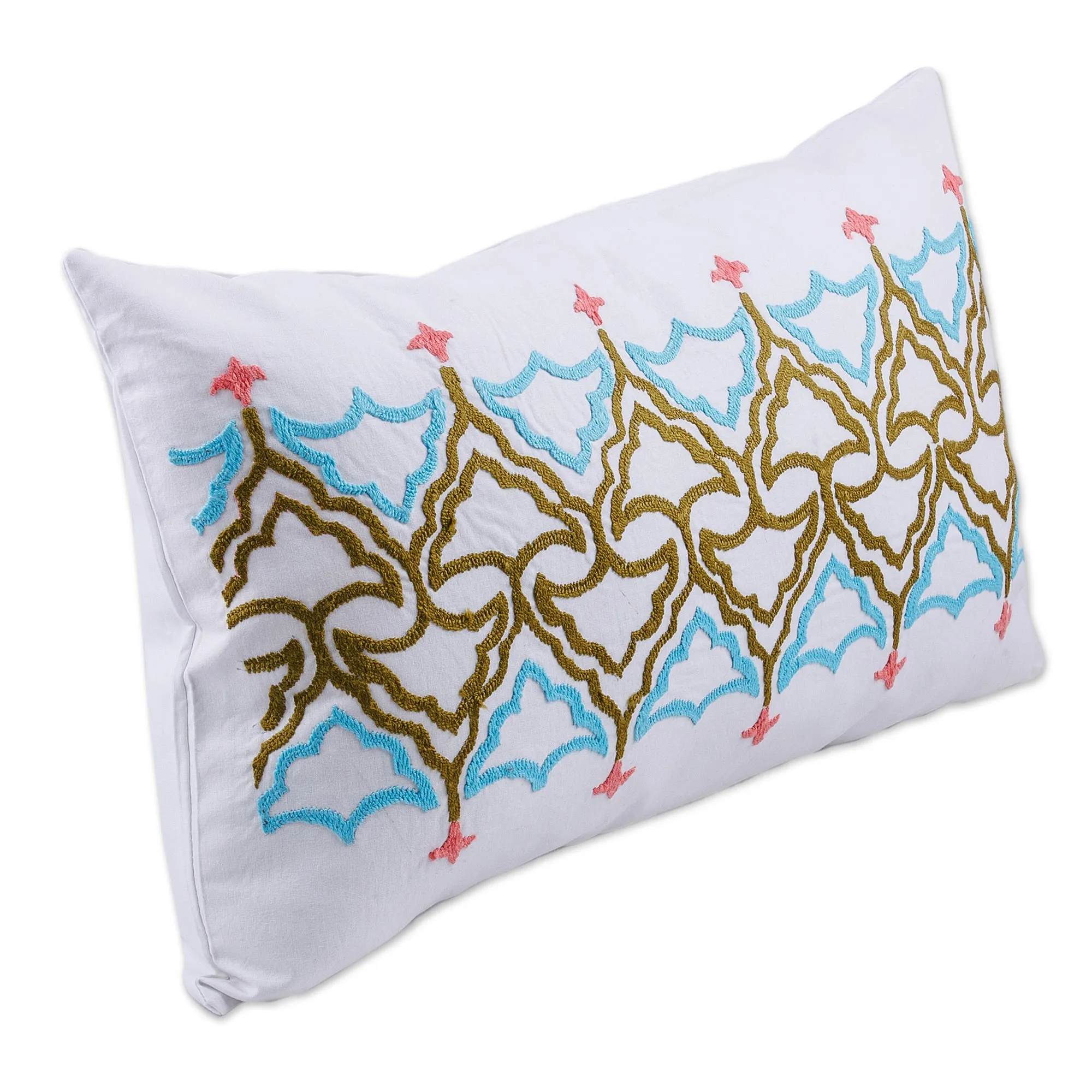 Traditional Tajik Embroidered Suzani Cotton Cushion Cover - Tajik Style | NOVICA