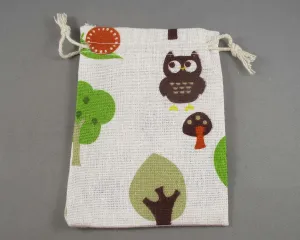 Trees and Owl Bag for Gemstones (Various Sizes)