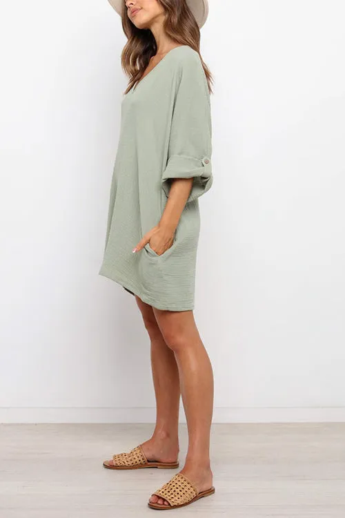 V Neck Graceful Pockets Loose Romper
