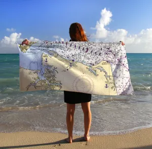 Virginia Beach, VA Nautical Chart Quick Dry Towel