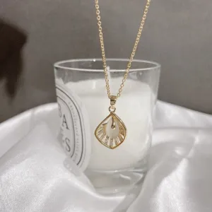 White Iridescent Shell Stone Necklace