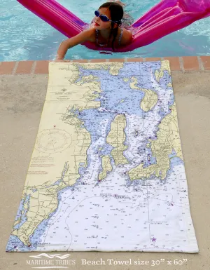 Wickford, RI  Nautical chart Quick Dry Towel
