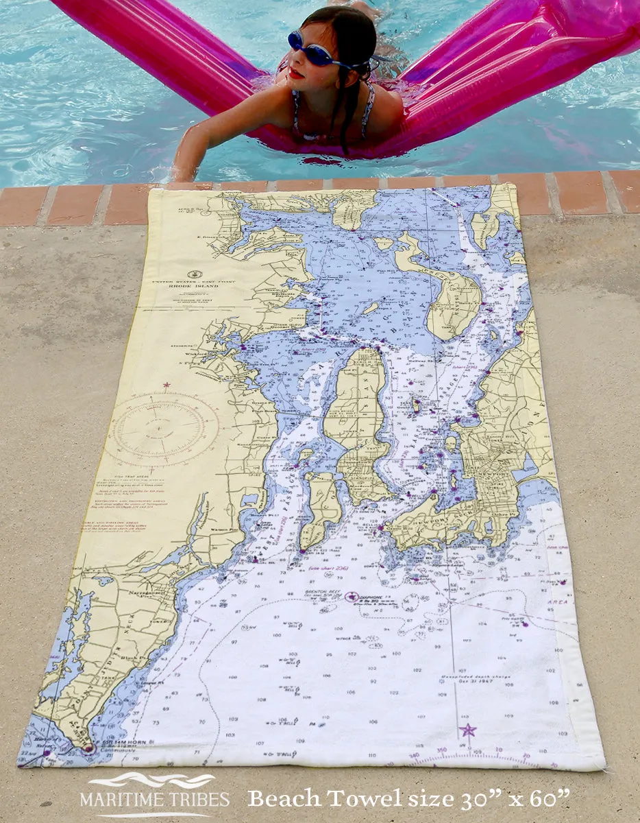 Wickford, RI  Nautical chart Quick Dry Towel