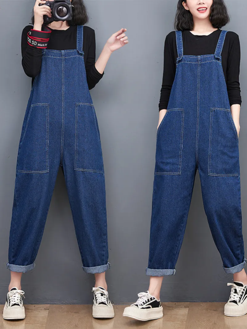 Wide Leg Denim Overalls For Women/Casual Jumpsuit/Summer and Spring Jumpsuit