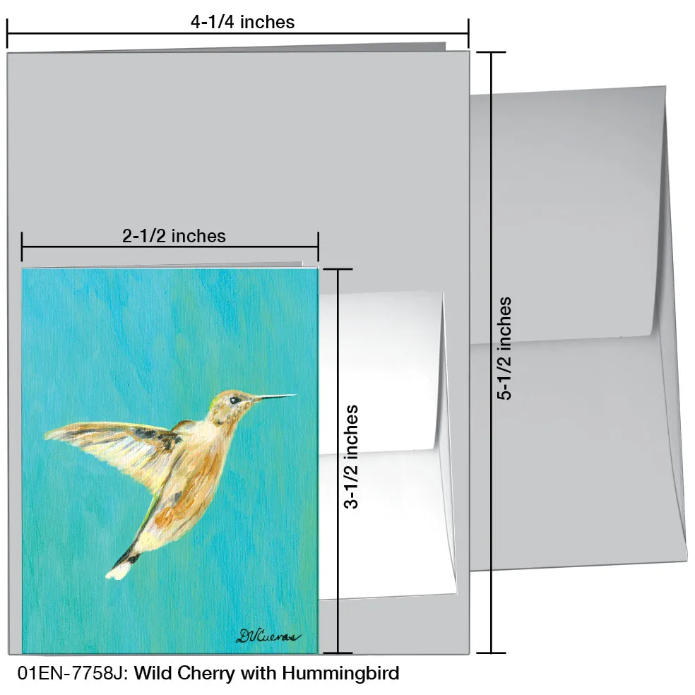 Wild Cherry With Hummingbird, Greeting Card (7758J)