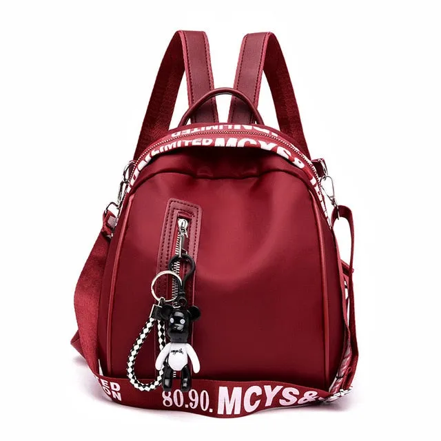 Women's fashion backpack solid color Oxford cloth college wind school bag travel trend shoulder bag